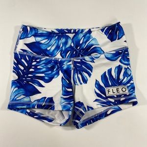 Blue Palm Leaf Fleo High Rise Original Shorts